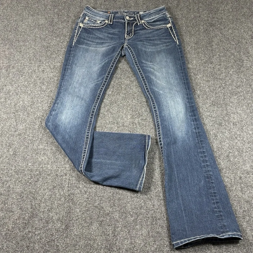 Miss Me Jeans Bootcut Womens Fits 28x32 Medium Wash Thick Stitch Grunge Y2K READ